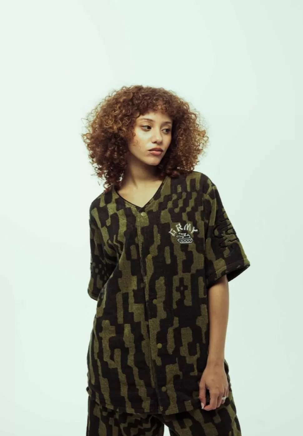 Shirts*Grimey Camisa De Baseball Lucky Dragon All Over Jacquard - Black - Ss24