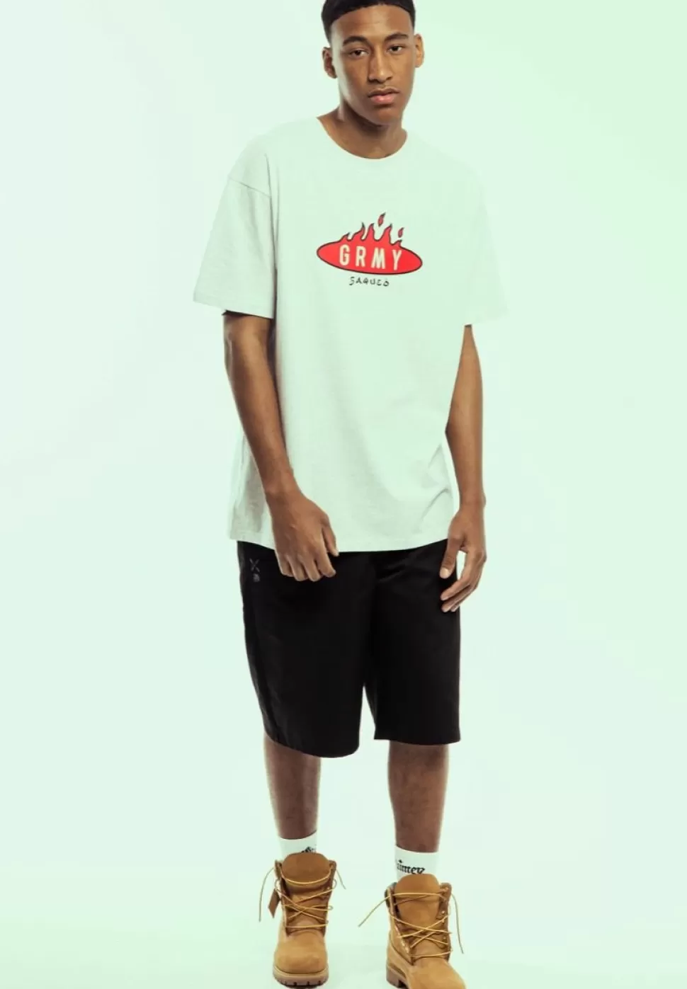 Tees*Grimey Camiseta Burn In Flames Regular - Sport Grey - Ss24