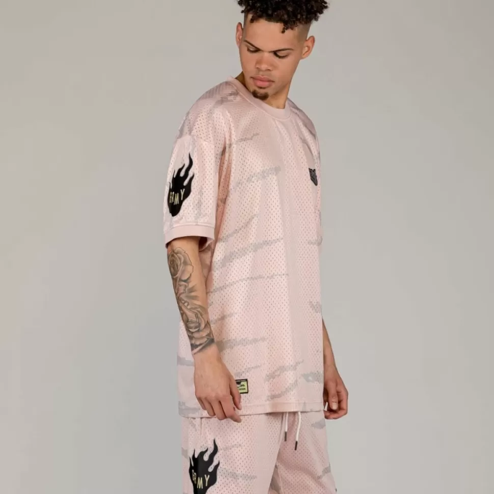 Tees*Grimey Camiseta Cloven Tongues All Over Print Mesh - Cream - Summer 23