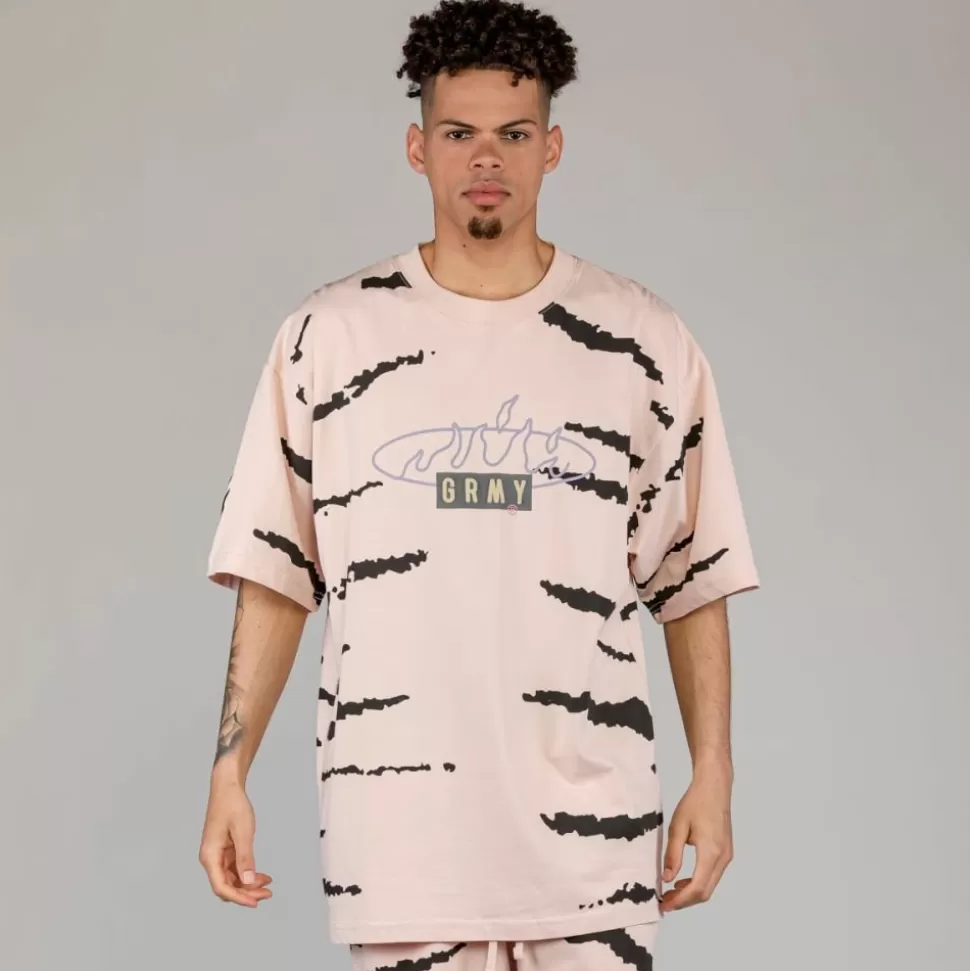 Tees*Grimey Camiseta Cloven Tongues All Over Print Oversized - Cream - Summer 23
