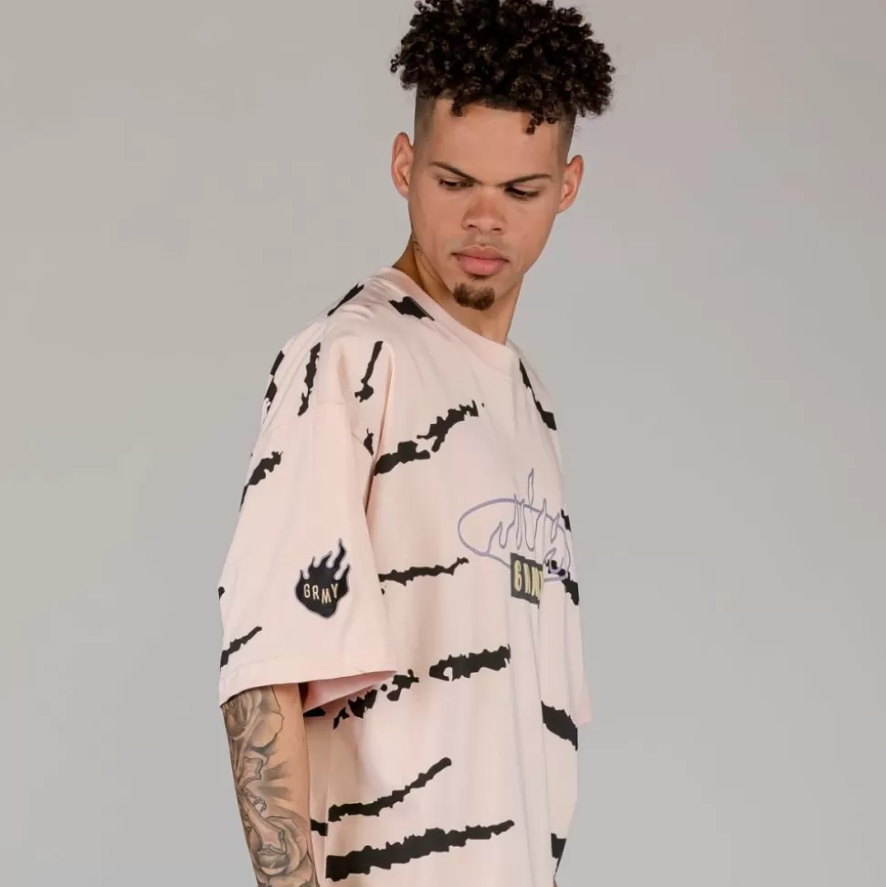 Tees*Grimey Camiseta Cloven Tongues All Over Print Oversized - Cream - Summer 23