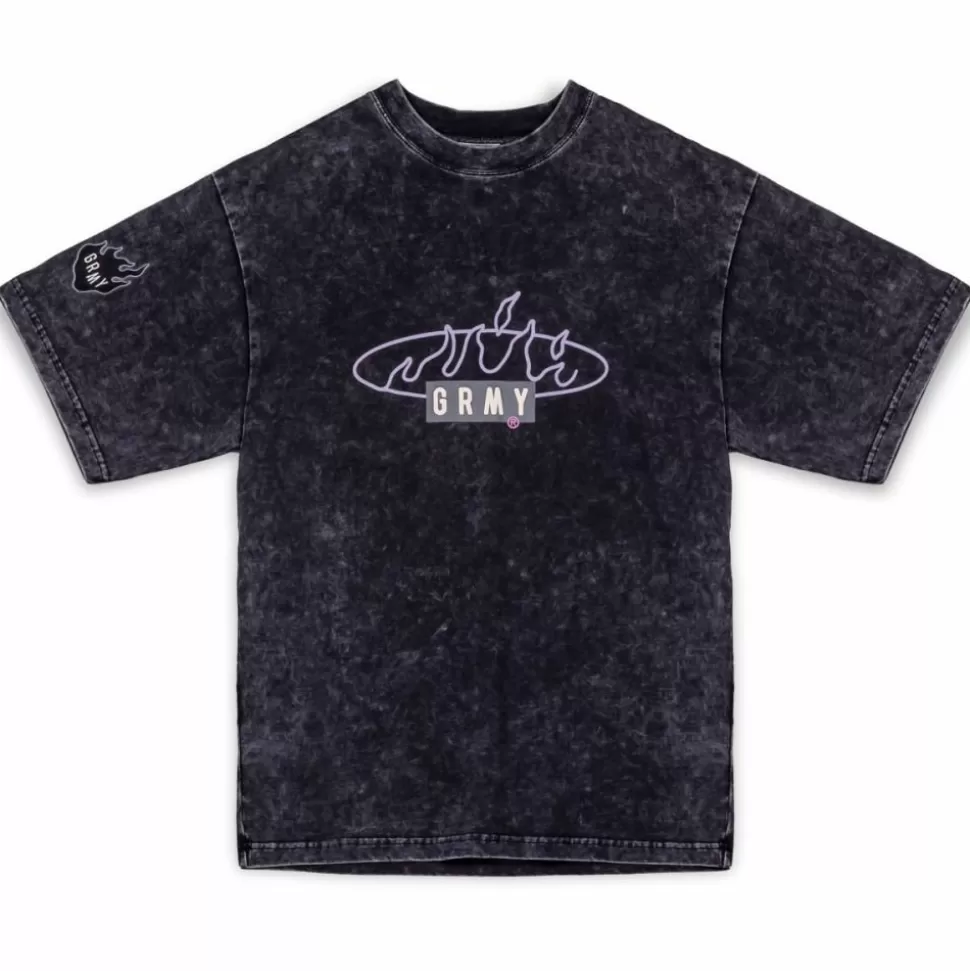 Tees*Grimey Camiseta Cloven Tongues Stone Washed Oversized - Washed Black - Summer 23