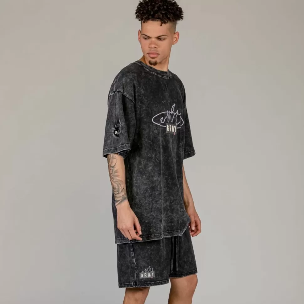 Tees*Grimey Camiseta Cloven Tongues Stone Washed Oversized - Washed Black - Summer 23