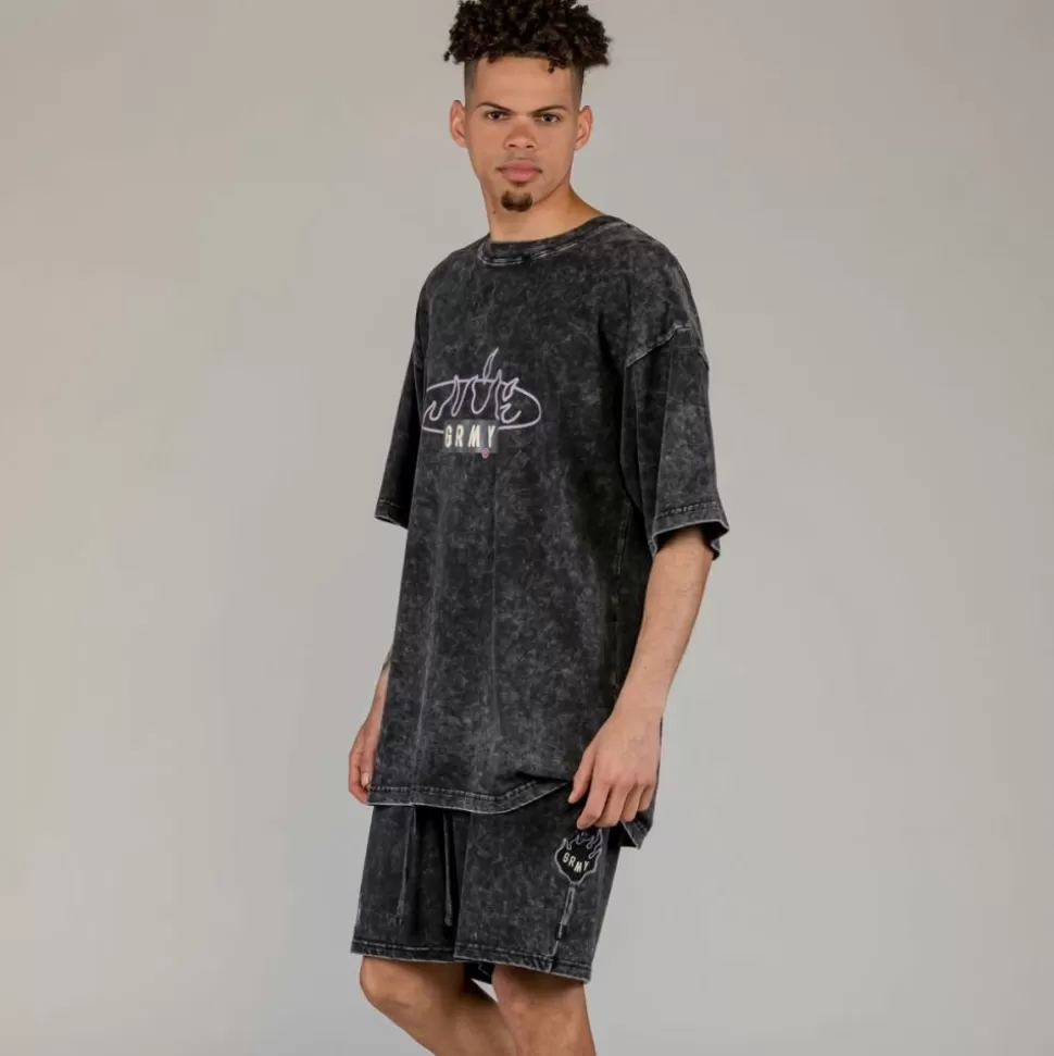 Tees*Grimey Camiseta Cloven Tongues Stone Washed Oversized - Washed Black - Summer 23
