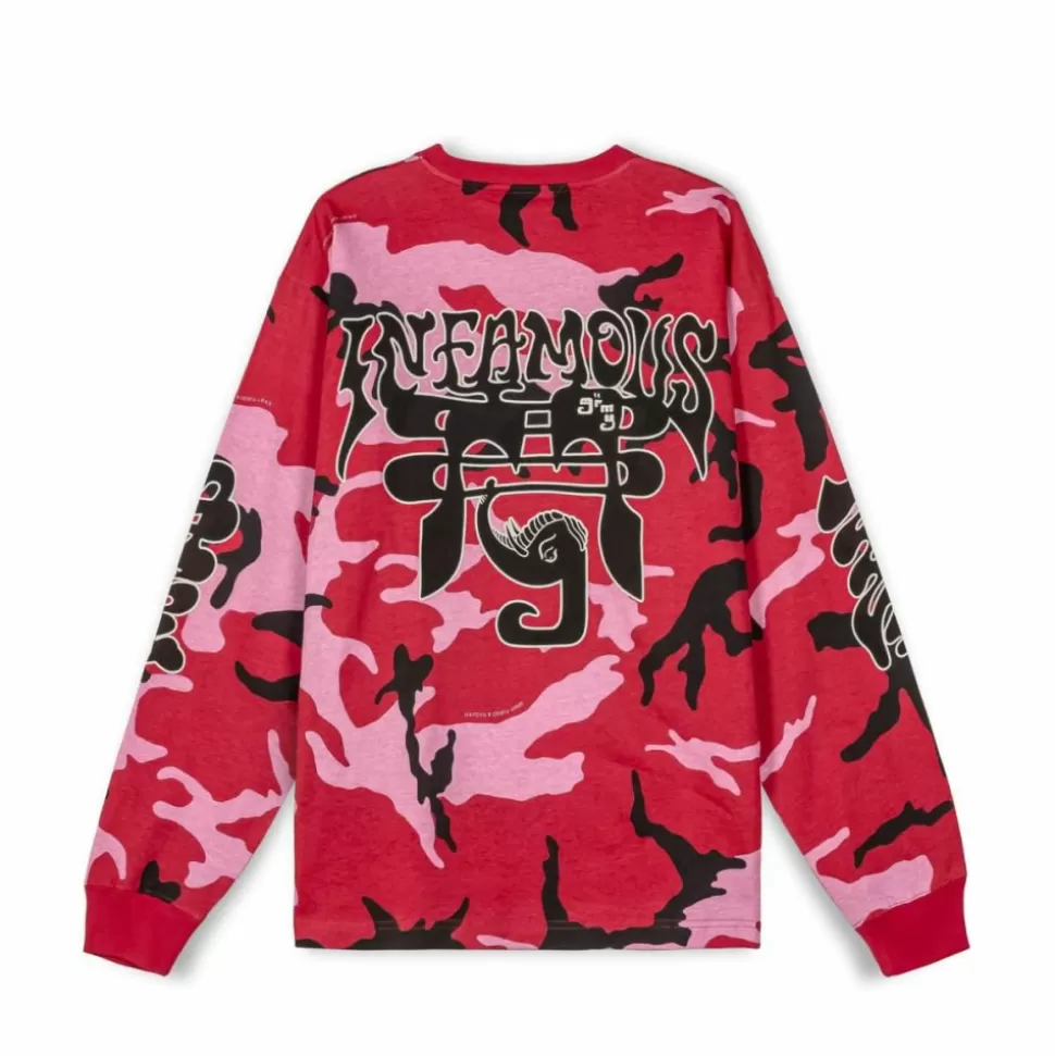 Tees*Grimey Camiseta Manga Larga All Over Print Tusker Temple - Red - Fw23