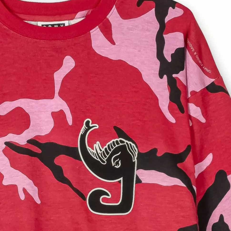 Tees*Grimey Camiseta Manga Larga All Over Print Tusker Temple - Red - Fw23