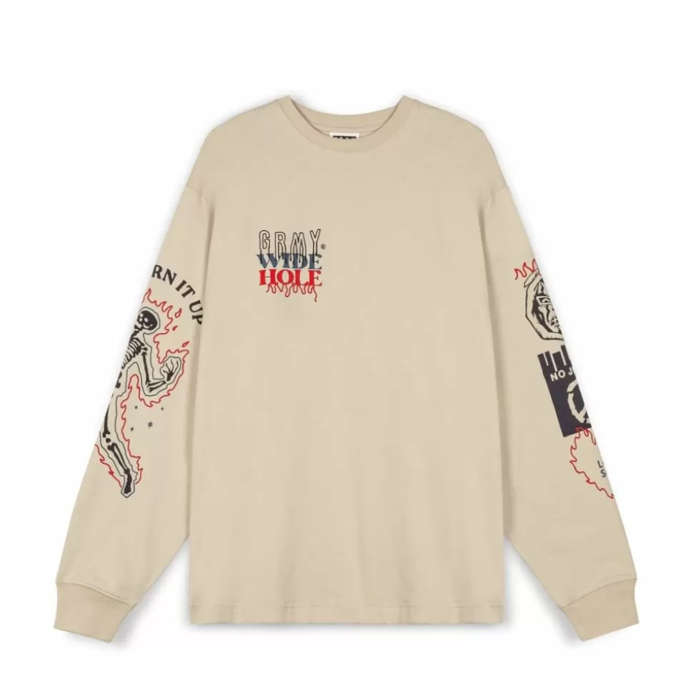 Tees*Grimey Camiseta Manga Larga Back At You - Cream - Fw23