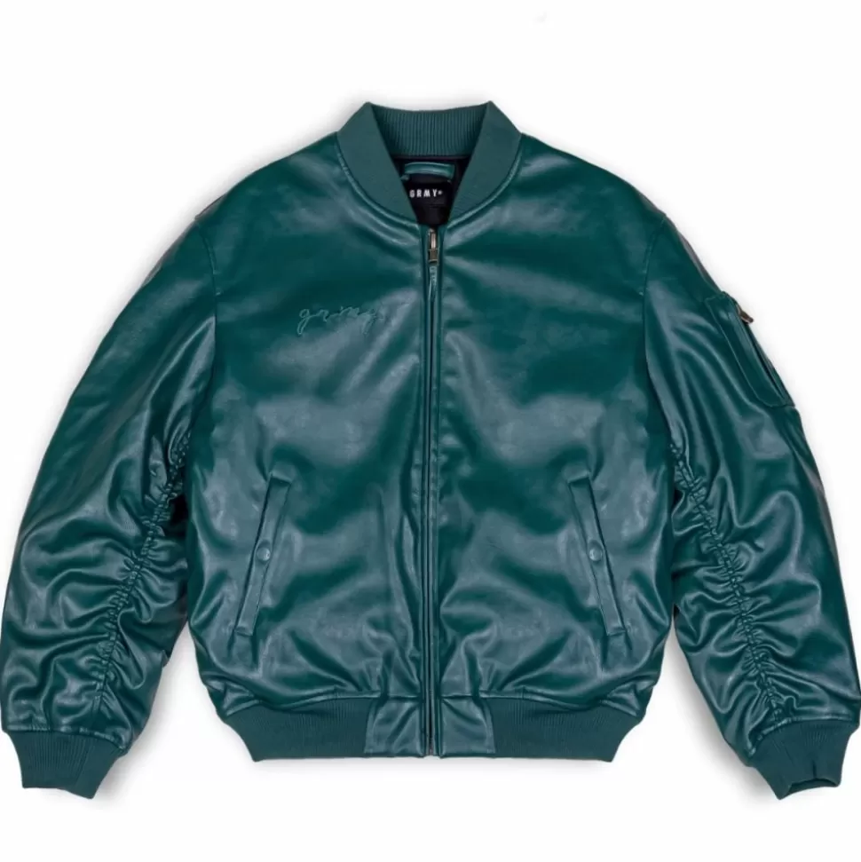 Jackets*Grimey Chaqueta Bomber "Iam" Pu Leather - Green - Fall 22