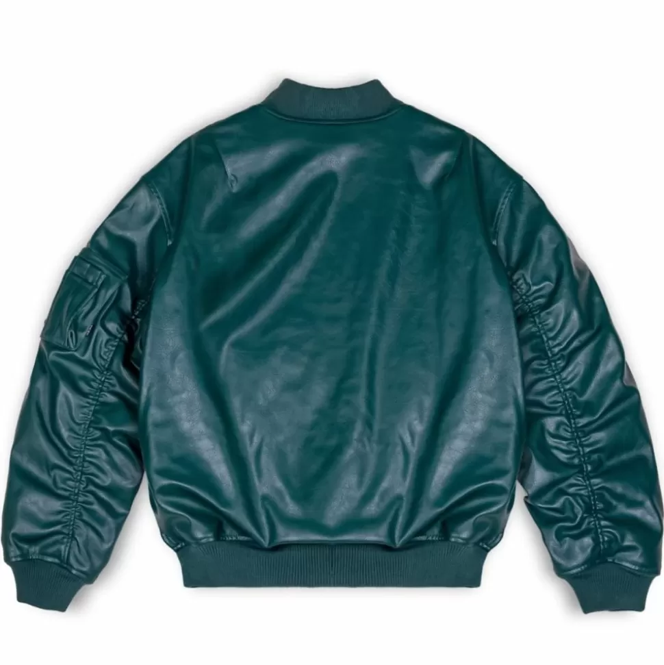 Jackets*Grimey Chaqueta Bomber "Iam" Pu Leather - Green - Fall 22