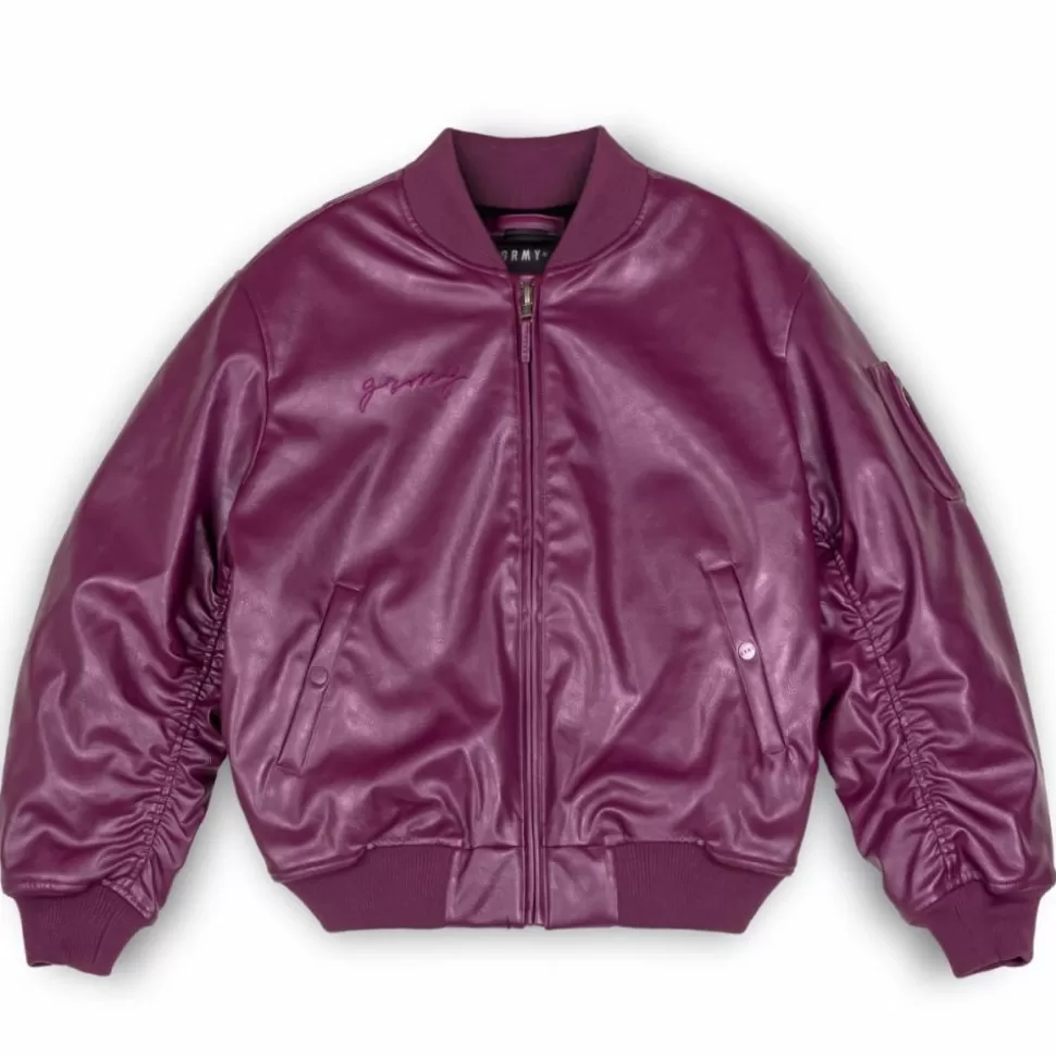 Jackets*Grimey Chaqueta Bomber "Iam" Pu Leather - Wine - Fall 22