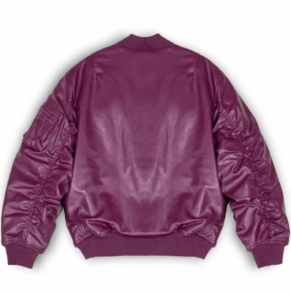 Jackets*Grimey Chaqueta Bomber "Iam" Pu Leather - Wine - Fall 22