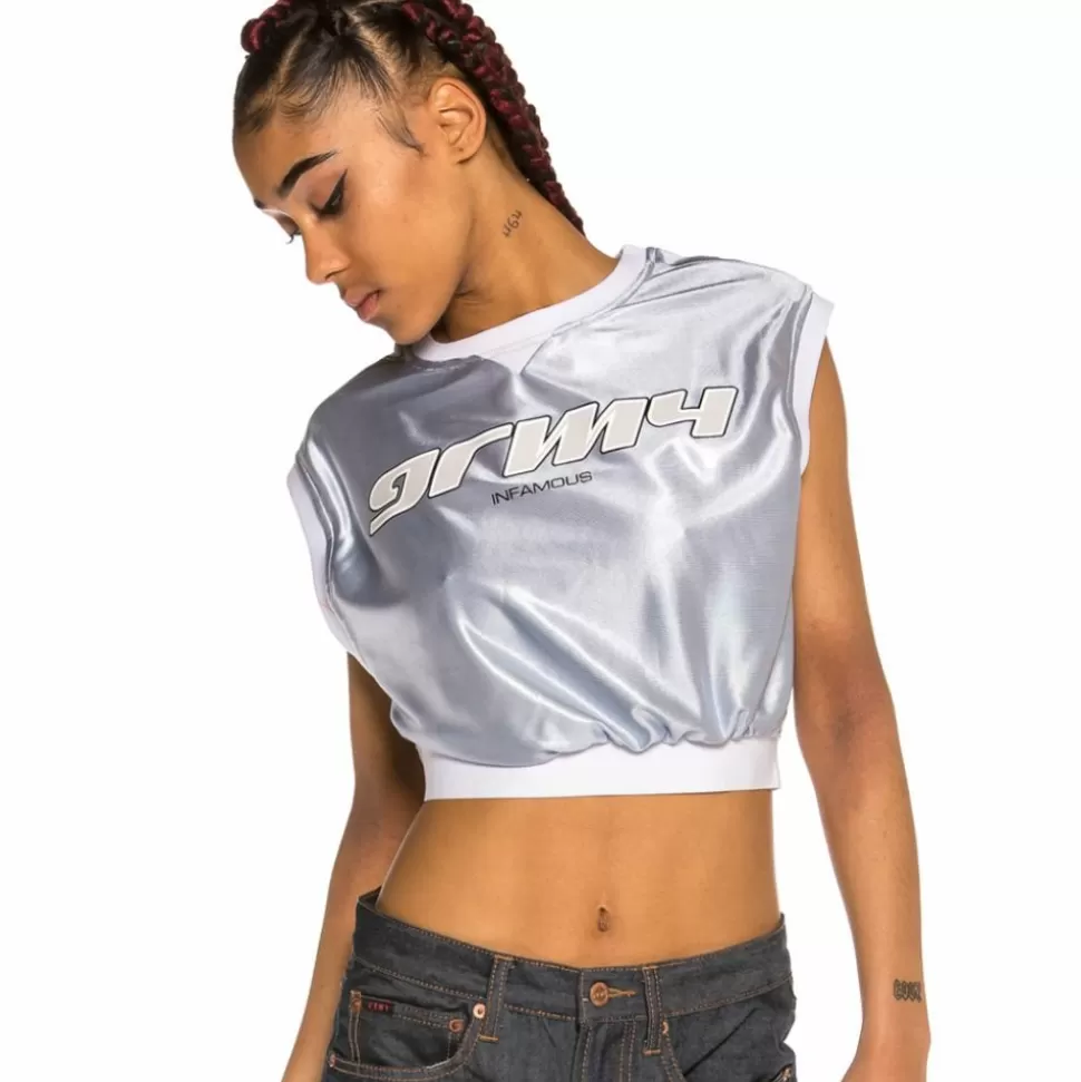 Tees & Tops*Grimey Acknowledge Girl Crop Top Ss20 Silver