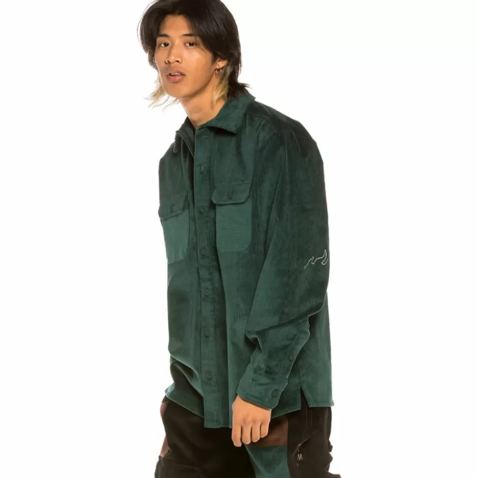 Shirts*Grimey "Aged Rum" Corduroy Long Shirt - Green - Winter 21