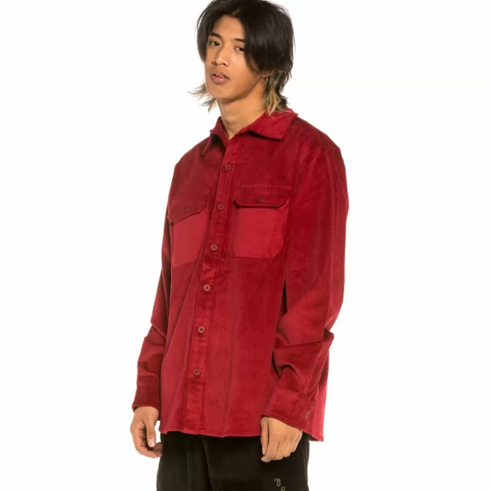 Shirts*Grimey "Aged Rum" Corduroy Long Shirt - Red - Winter 21