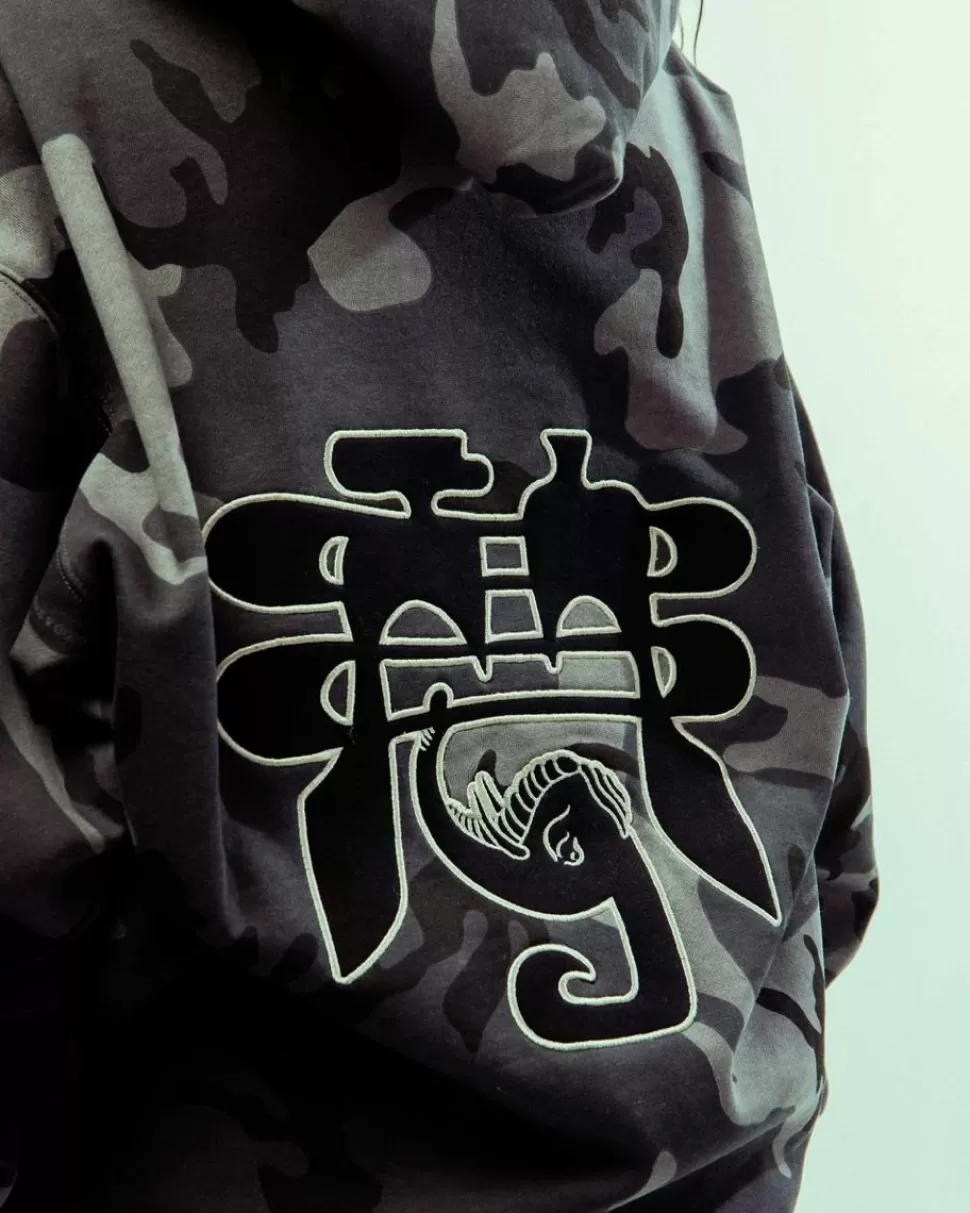 Sweatshirts*Grimey All Over Print Tusker Temple Vintage Hoodie Black - Fw23