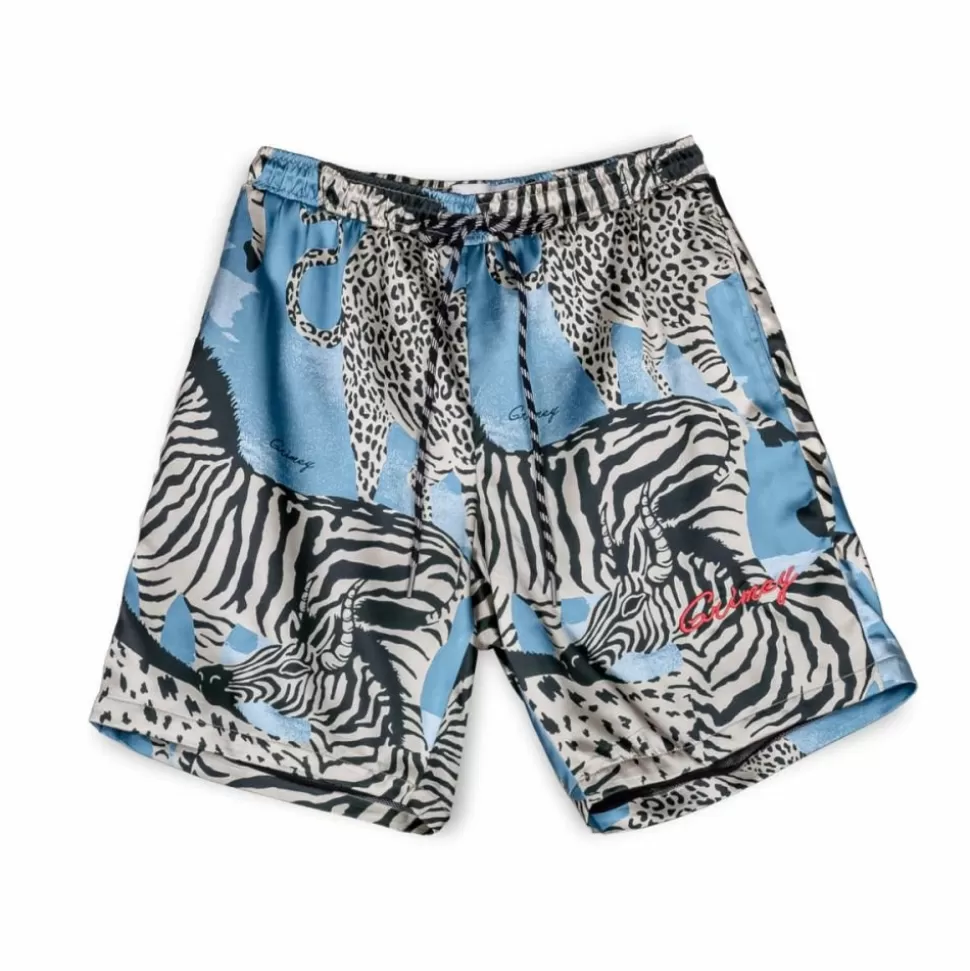 Shorts*Grimey Animal Satin Shorts - Blue - Summer 23