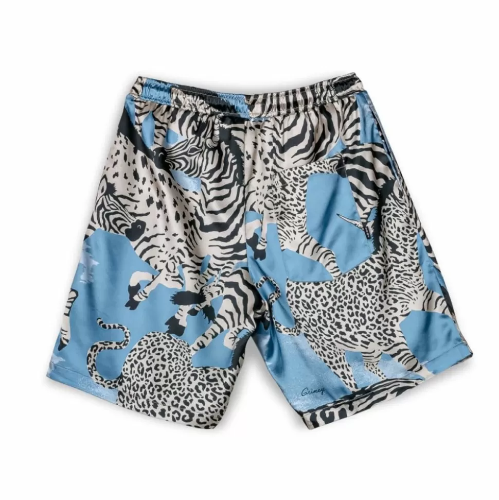 Shorts*Grimey Animal Satin Shorts - Blue - Summer 23