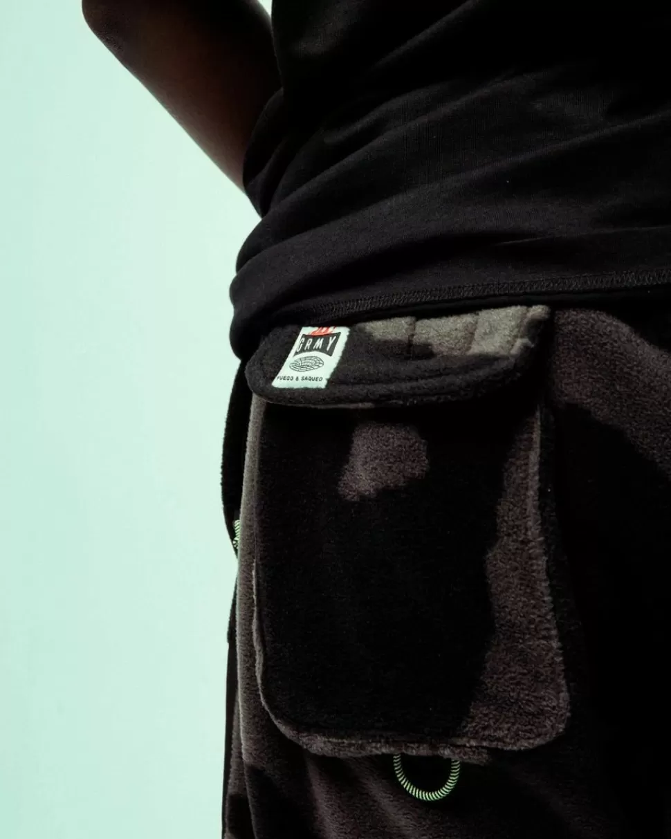Pants*Grimey Back At You All Over Print Polar Fleece Track Pants - Black