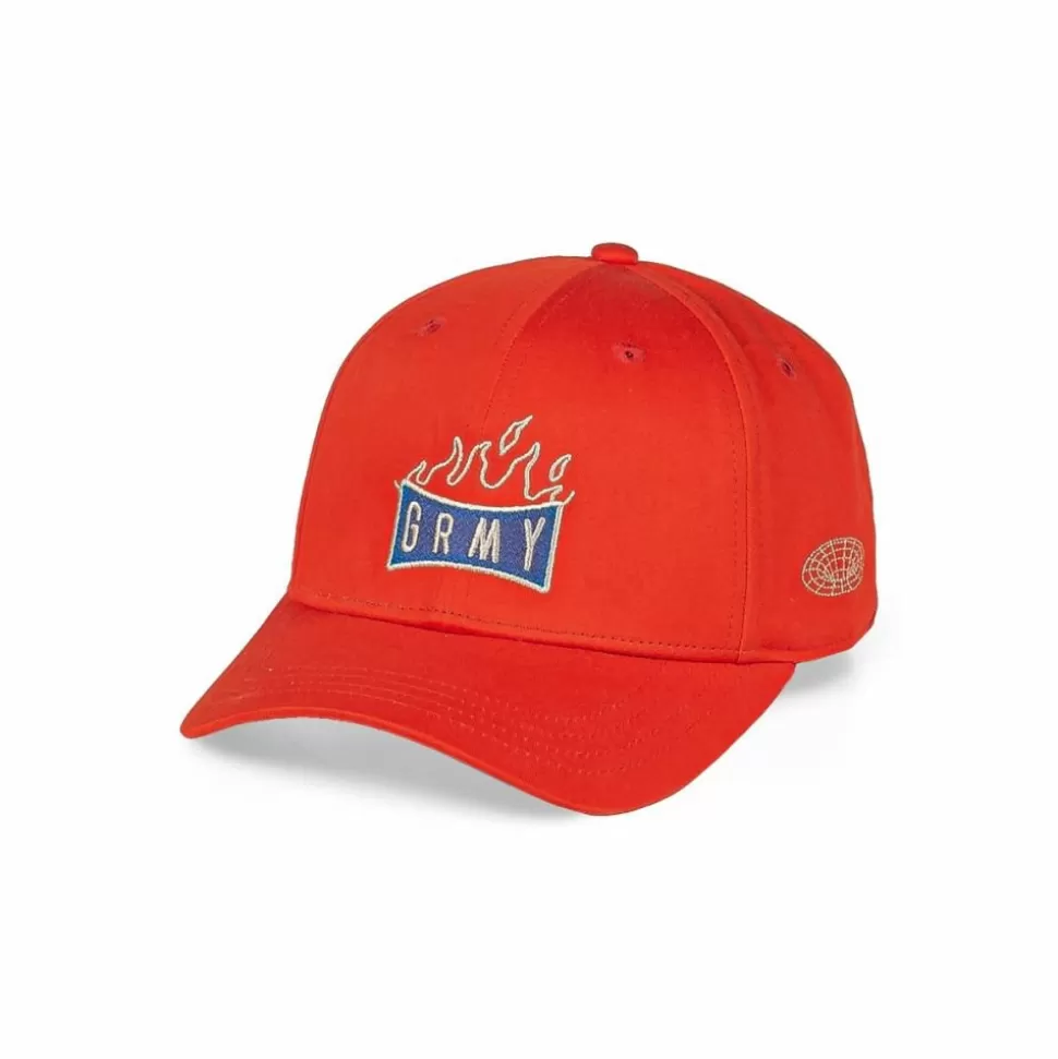 Head Wear*Grimey Back At You Curved Visor Snapback Cap - Red - Fw23