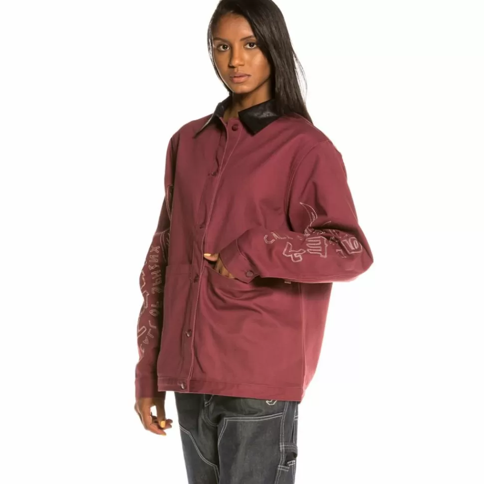 Sweatshirts*Grimey Call Of Yore Girl Coach Jacket Fw20 Wine