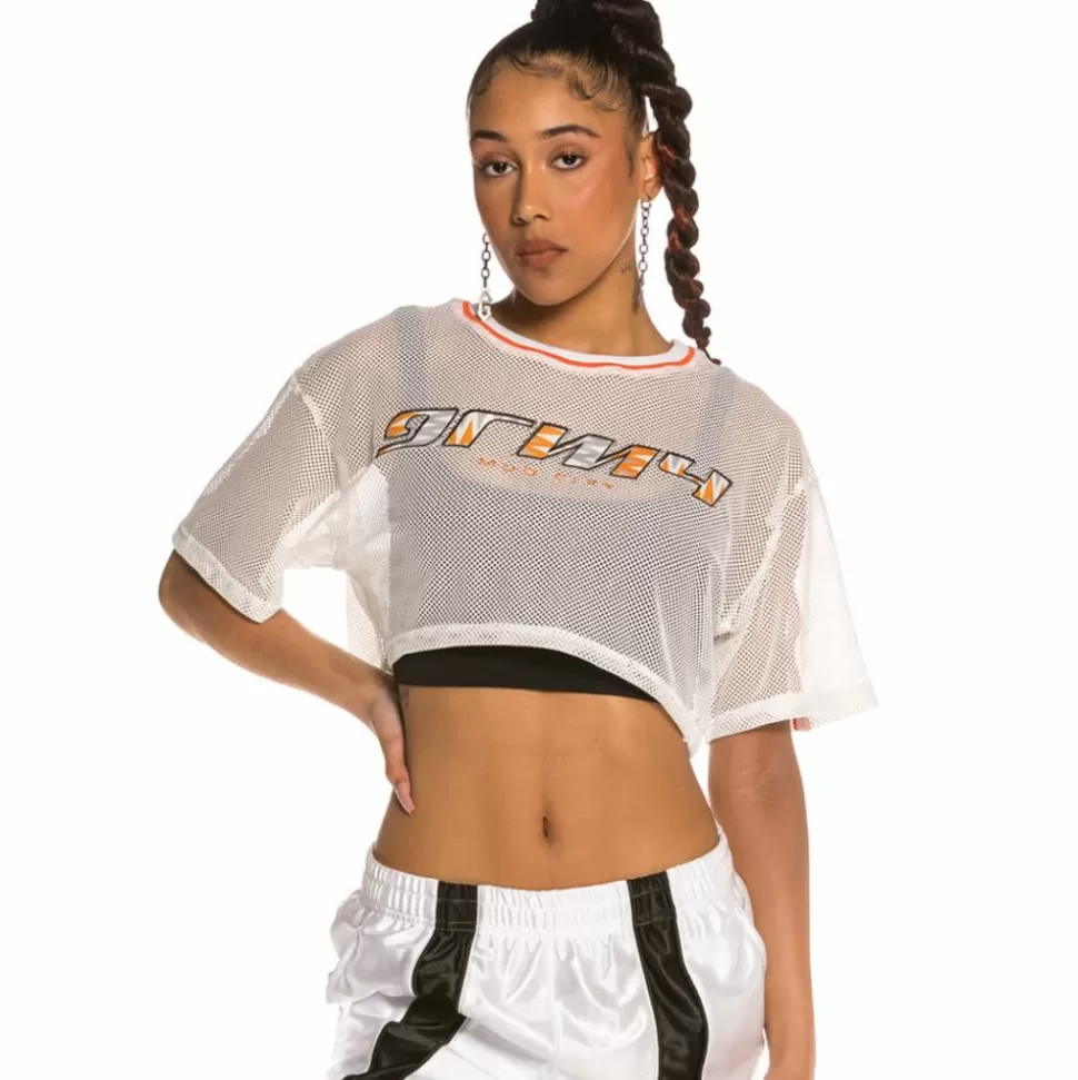 Tees & Tops*Grimey Chica Acknowledge Piping Crop Top Ss20 White