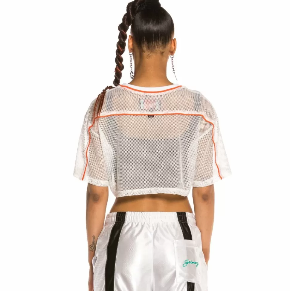 Tees & Tops*Grimey Chica Acknowledge Piping Crop Top Ss20 White