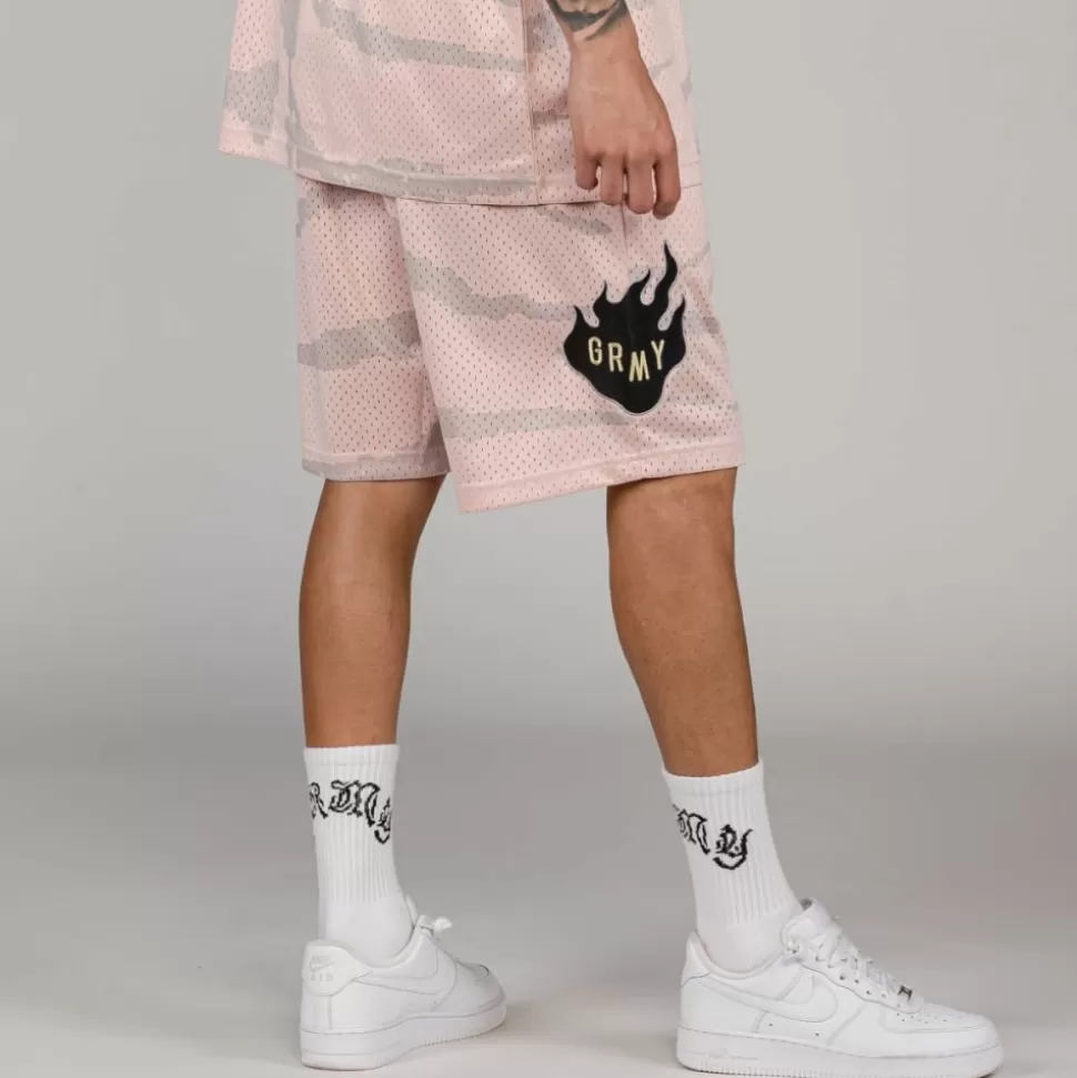 Shorts*Grimey Cloven Tongues All Over Print Mesh Basket Shorts - Cream - Summer 23