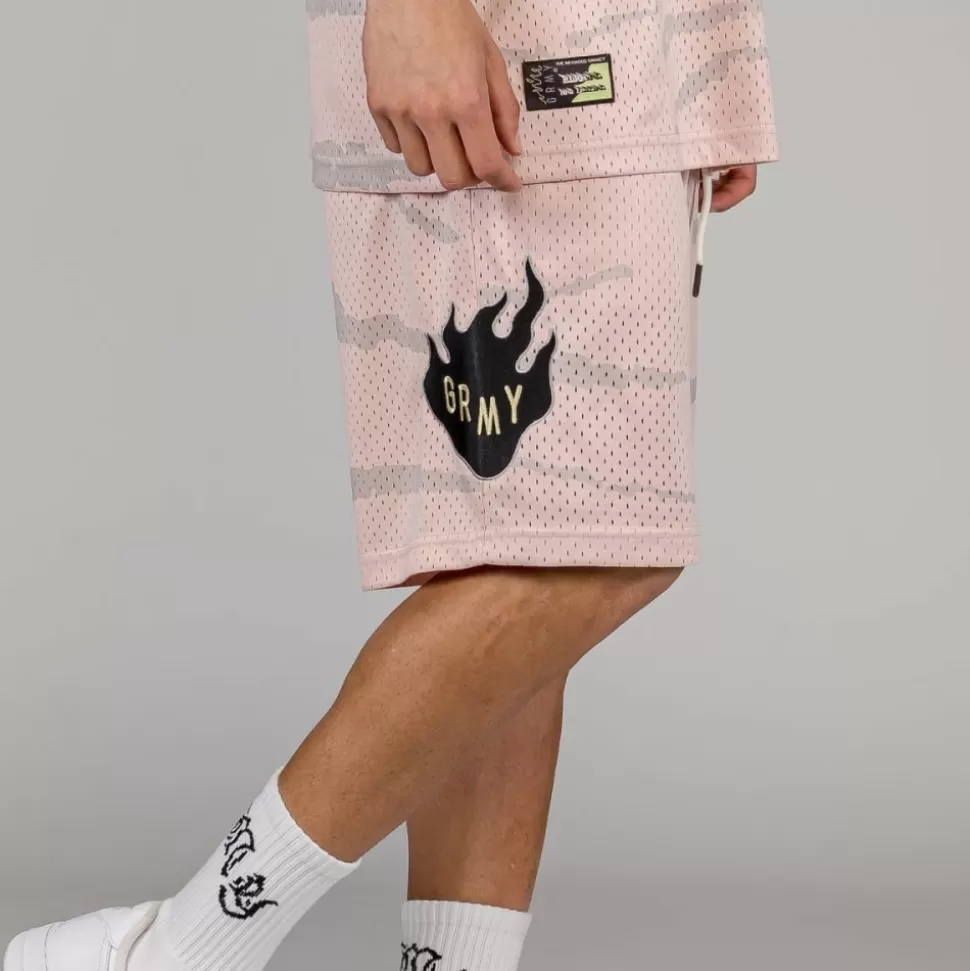 Shorts*Grimey Cloven Tongues All Over Print Mesh Basket Shorts - Cream - Summer 23
