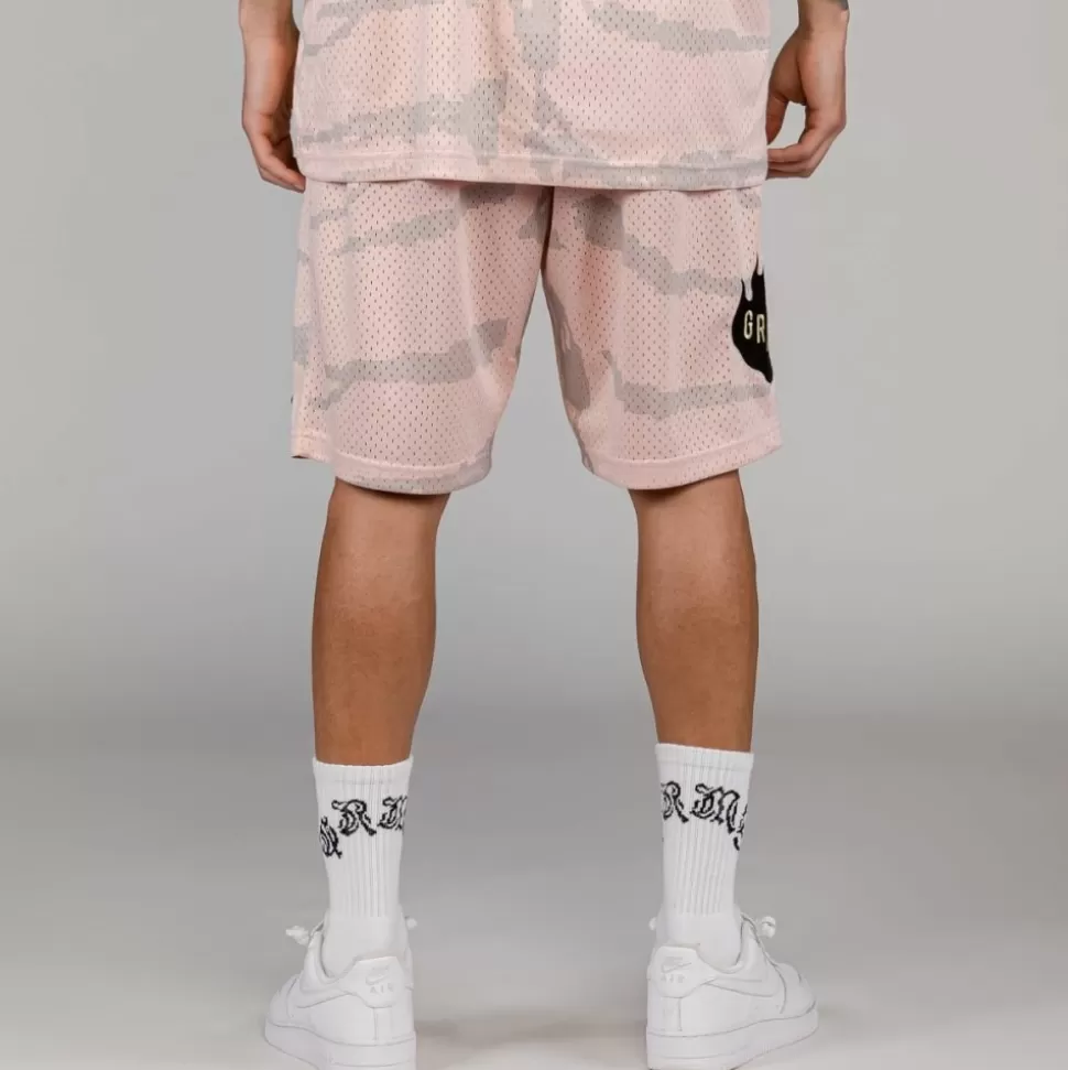 Shorts*Grimey Cloven Tongues All Over Print Mesh Basket Shorts - Cream - Summer 23