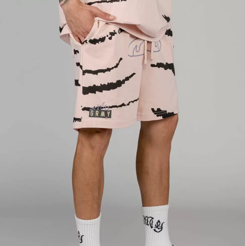 Shorts*Grimey Cloven Tongues All Over Print Sweatshorts - Cream - Summer 23