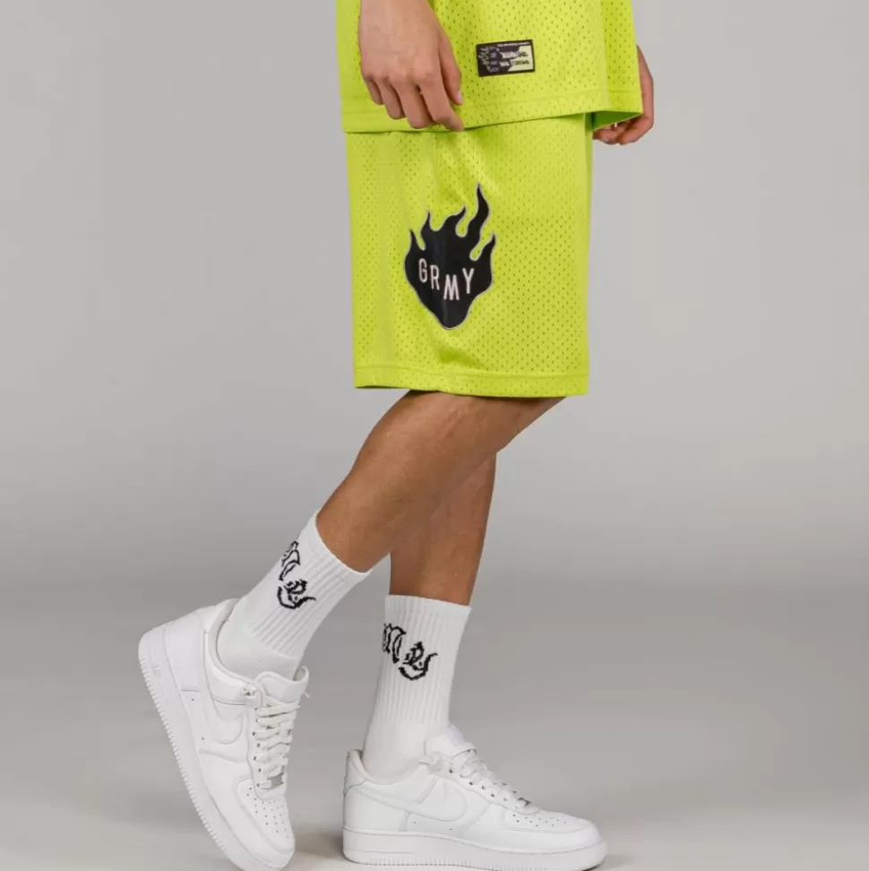 Shorts*Grimey Cloven Tongues Mesh Basket Shorts - Fluor Lime - Summer 23
