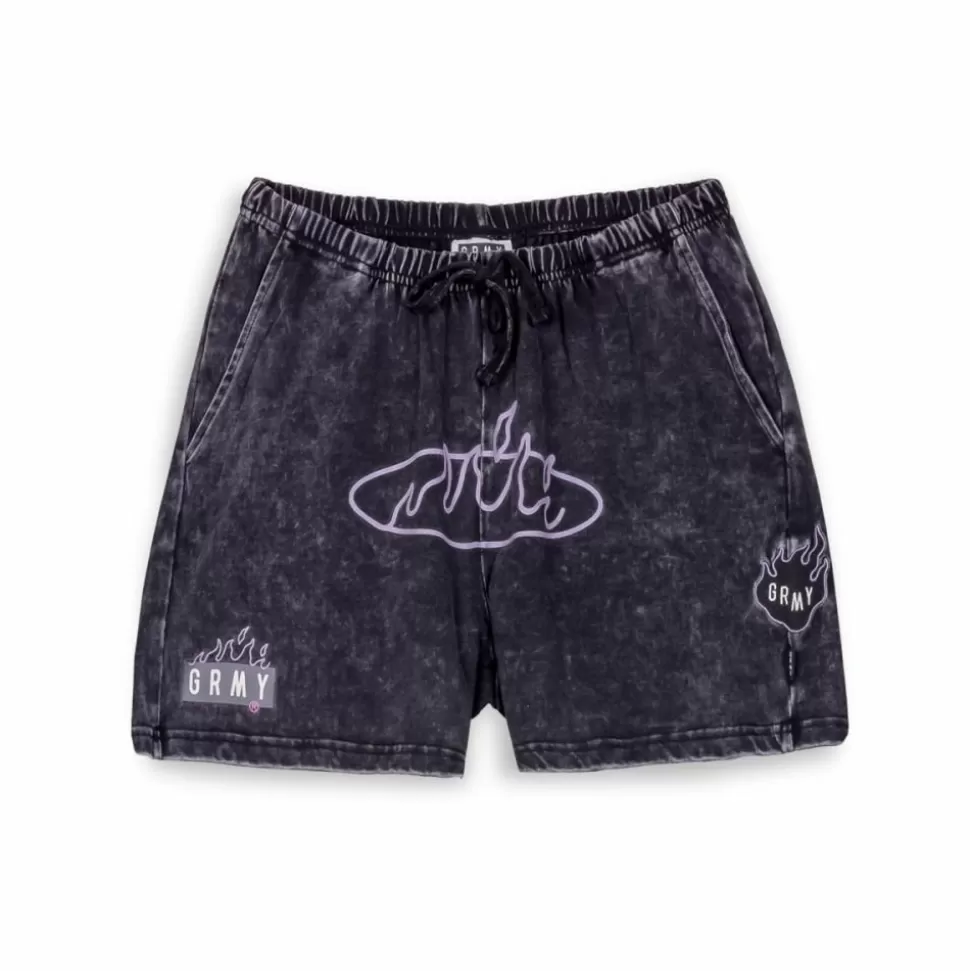 Shorts*Grimey Cloven Tongues Sweashorts - Washed Black - Summer 23