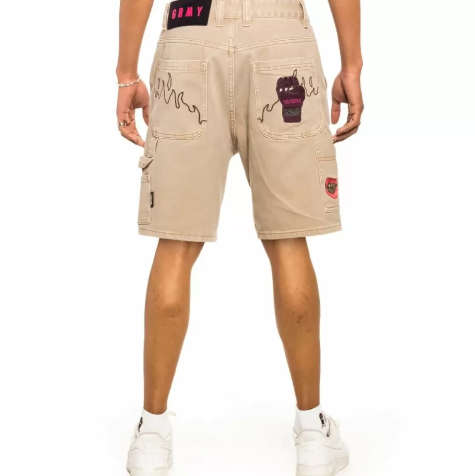 Shorts*Grimey "Day Dreamer" Denim Shorts - Washed Sand - Spring 22
