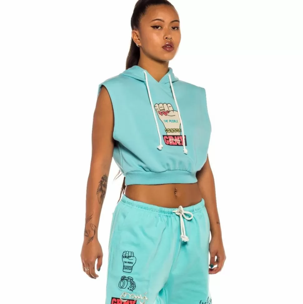 Sweatshirts*Grimey Day Dreamer Sleeveless Girl Hoodie - Blue - Spring 22