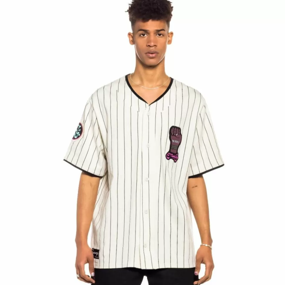 Shirts*Grimey Day Dreamer Stripes Baseball Jersey - White- Spring 22