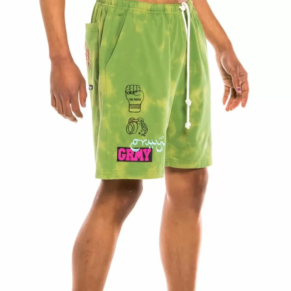 Shorts*Grimey "Day Dreamer" Sweatshorts - Bleached Green - Spring 22