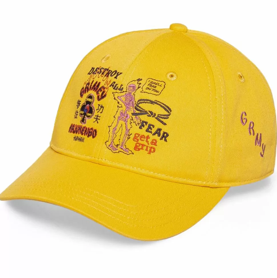Head Wear*Grimey "Destroy All Fear" Curved Visor Cap - Yellow - Fall 21