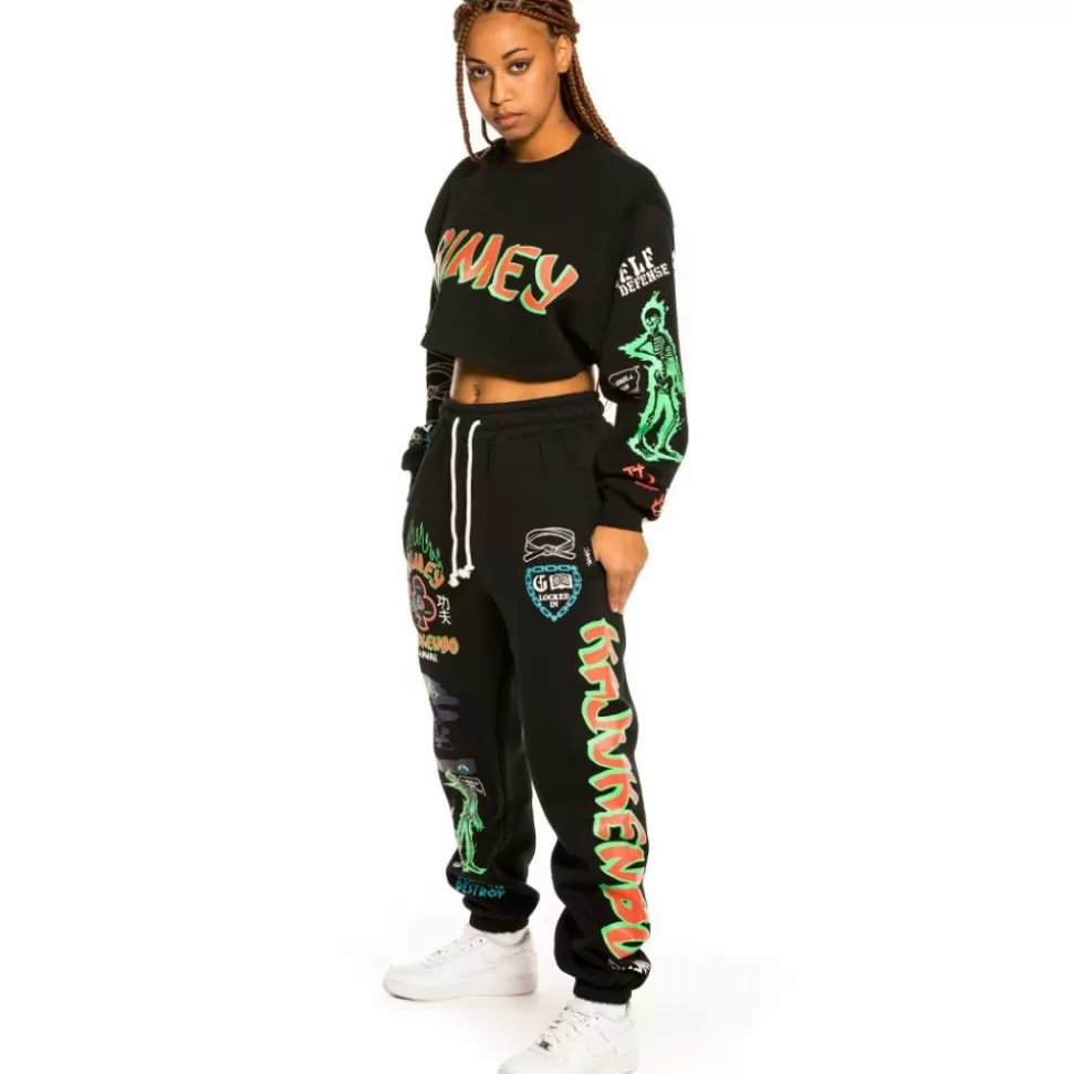 Sweatshirts*Grimey "Destroy All Fear" Girl Crop Crewneck - Black - Fall 21