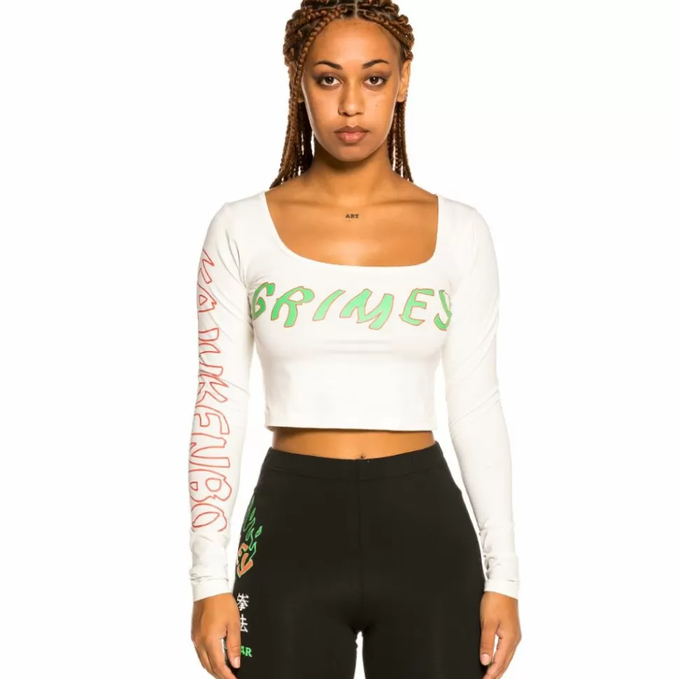 Tees & Tops*Grimey "Destroy All Fear" Long Sleeve Crop Tee - White - Fall 21