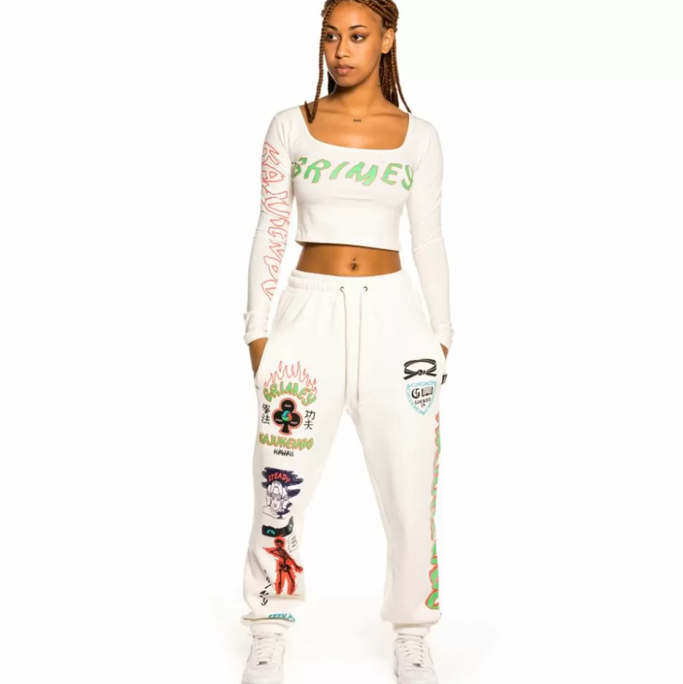 Tees & Tops*Grimey "Destroy All Fear" Long Sleeve Crop Tee - White - Fall 21