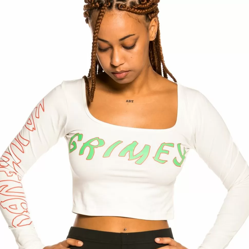 Tees & Tops*Grimey "Destroy All Fear" Long Sleeve Crop Tee - White - Fall 21