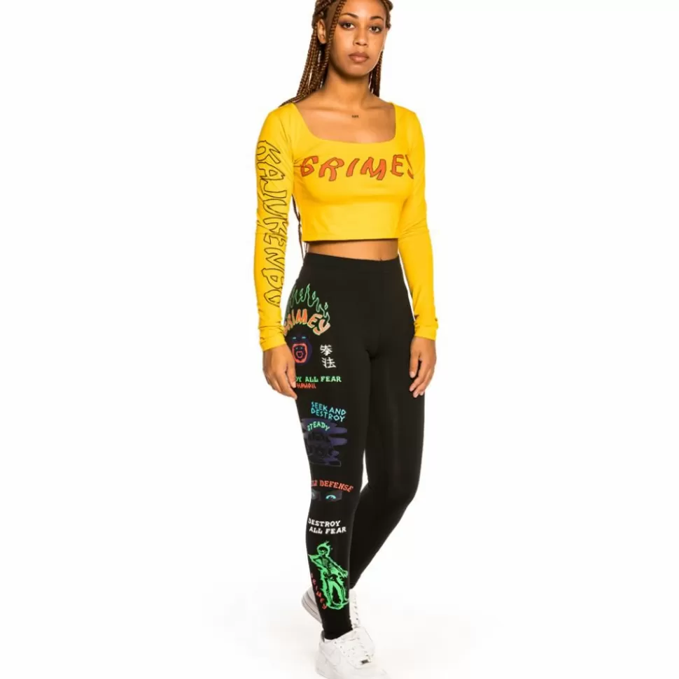 Tees & Tops*Grimey "Destroy All Fear" Long Sleeve Crop Tee - Yellow - Fall 21