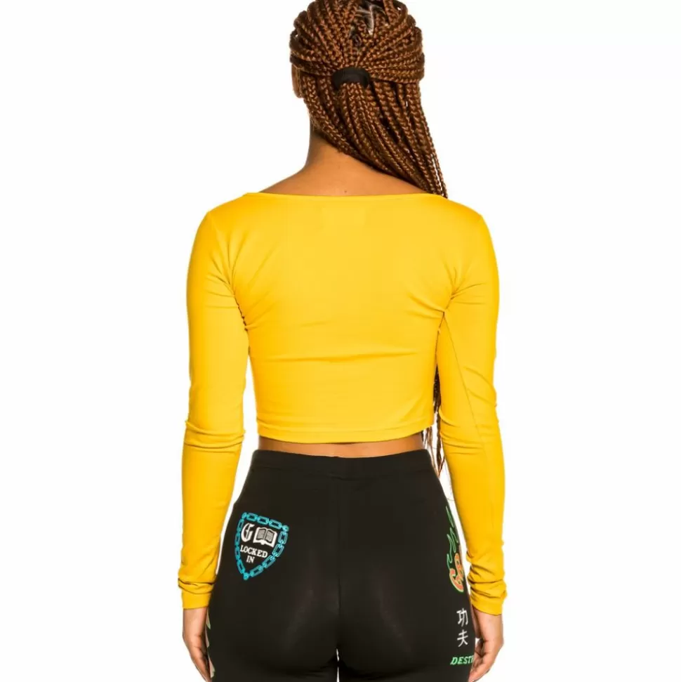 Tees & Tops*Grimey "Destroy All Fear" Long Sleeve Crop Tee - Yellow - Fall 21