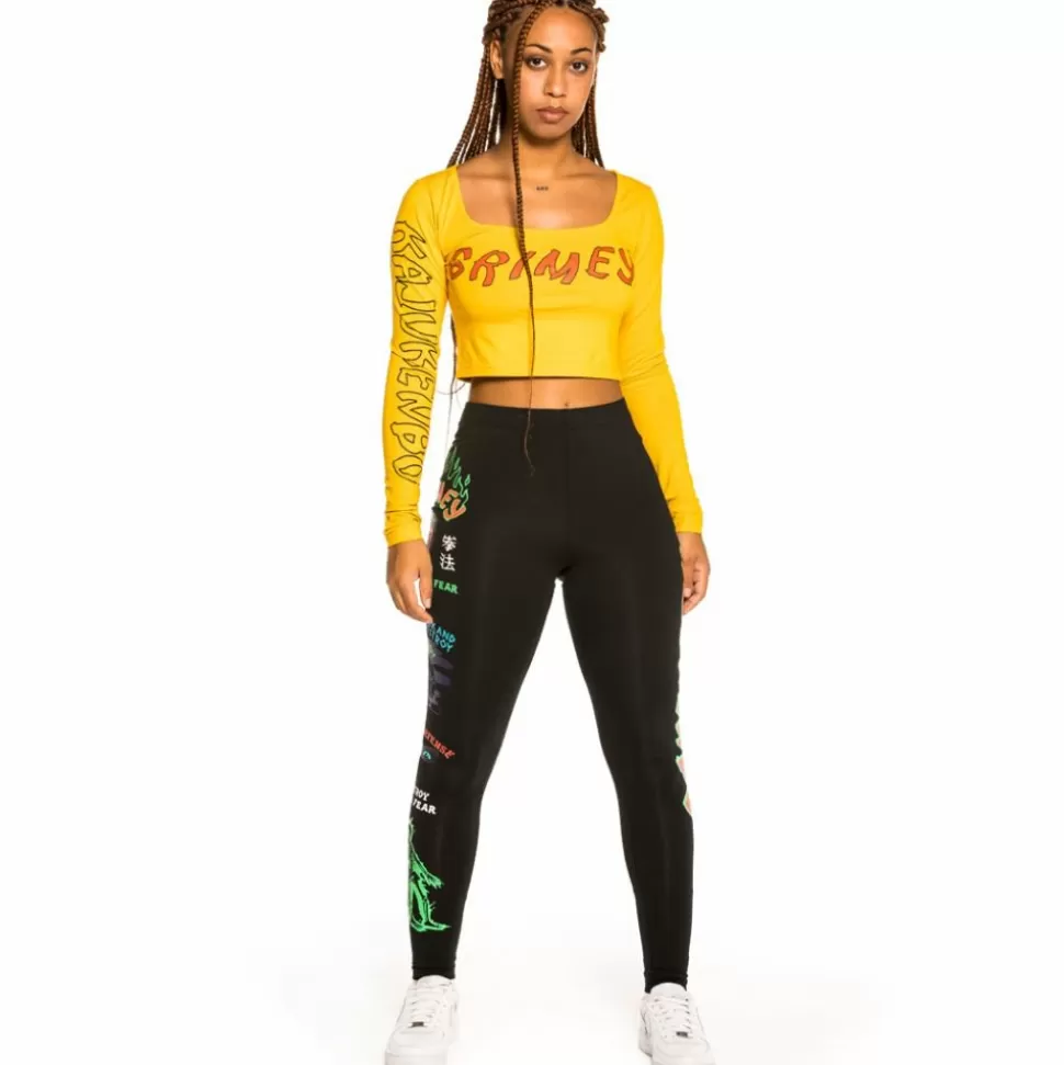 Tees & Tops*Grimey "Destroy All Fear" Long Sleeve Crop Tee - Yellow - Fall 21
