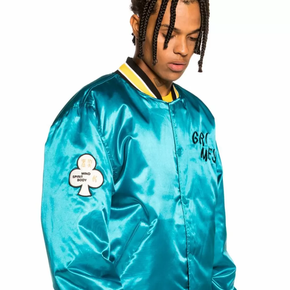 Jackets*Grimey "Destroy All Fear" Reversible Satin Jacket - Black/Blue - Fall 21
