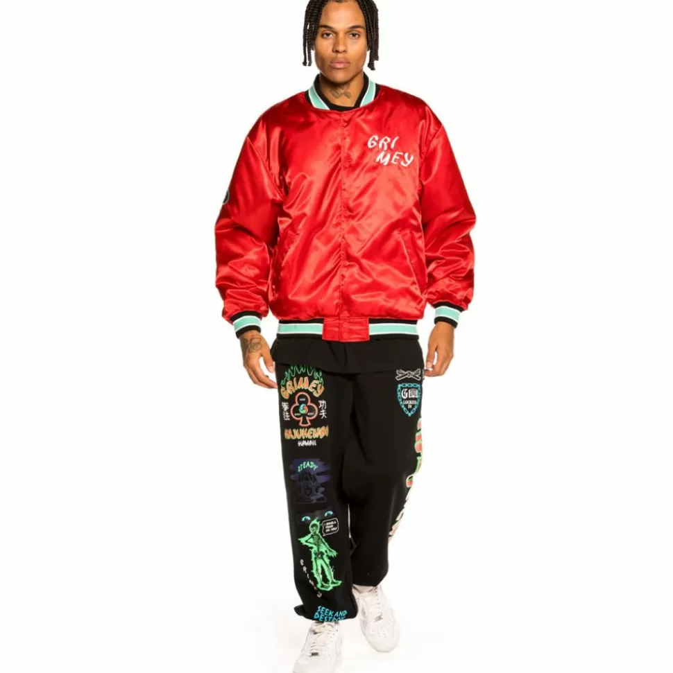 Jackets*Grimey "Destroy All Fear" Reversible Satin Jacket - Black/Red - Fall 21