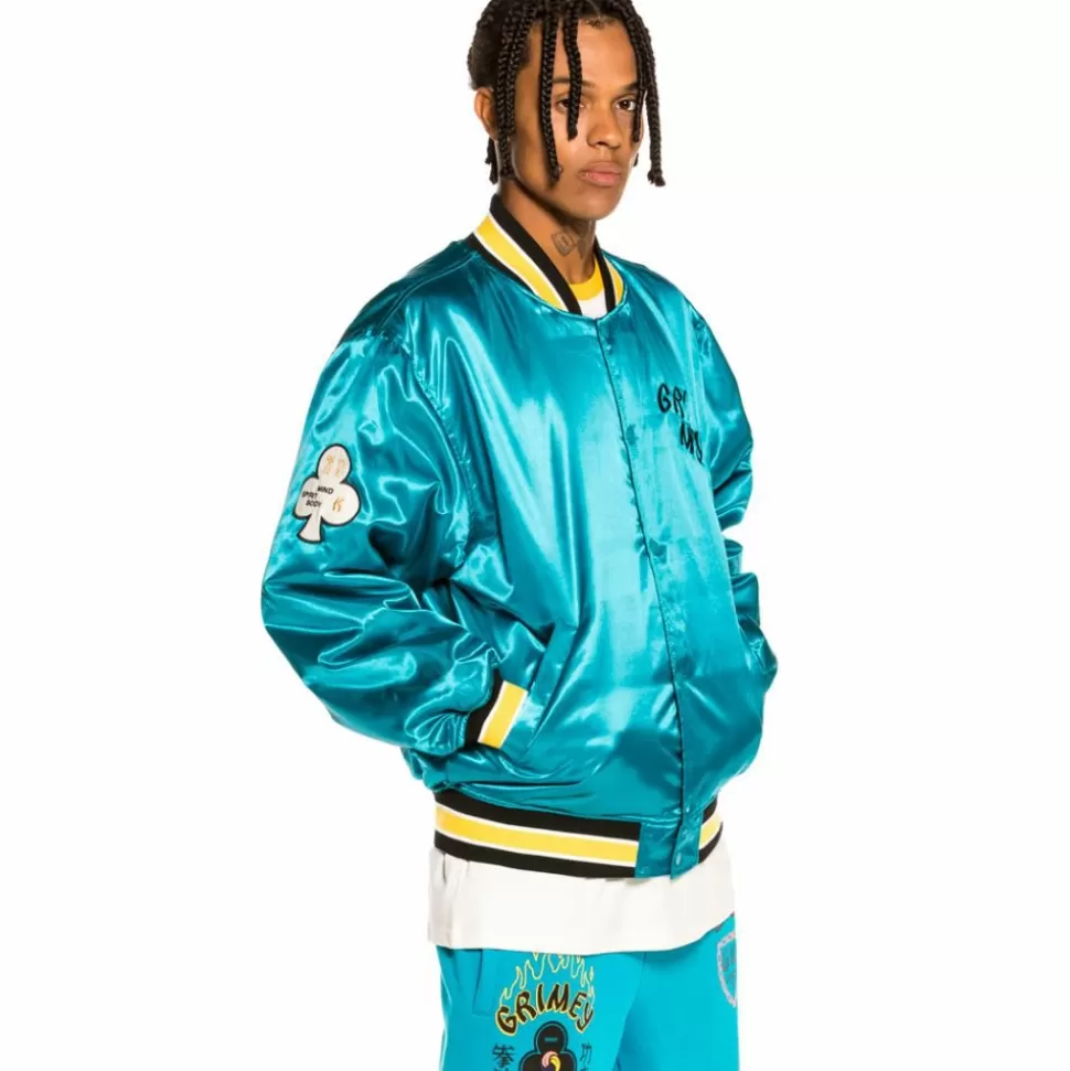 Jackets*Grimey "Destroy All Fear" Reversible Satin Jacket - Blue - Fall 21