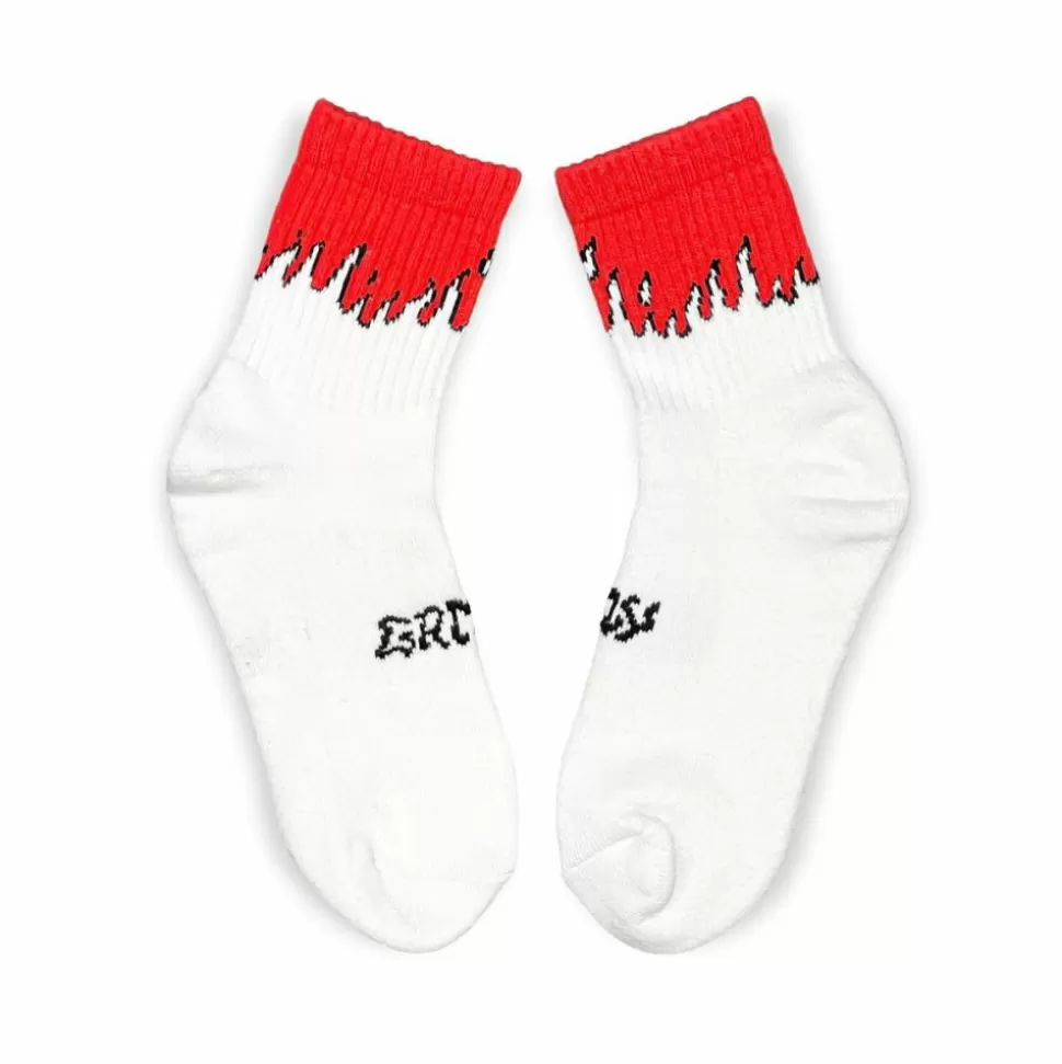 Socks*Grimey Fire Route Flames Socks - White - Spring 23