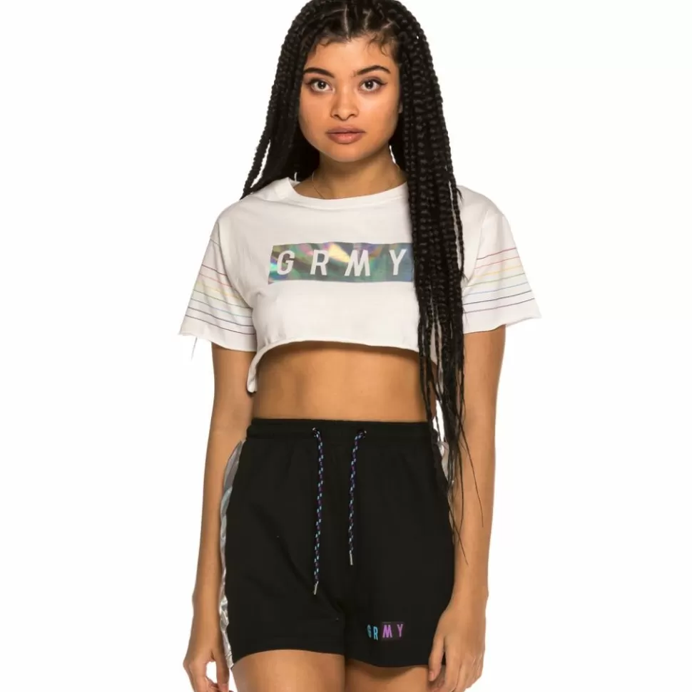 Tees & Tops*Grimey Fluid Planet Girl Crop Top Ss19 White