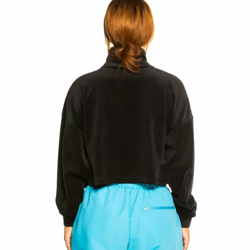 Sweatshirts*Grimey "Gem Cutting" Girl High Neck Velvet Crop Top - Black - Fall 21